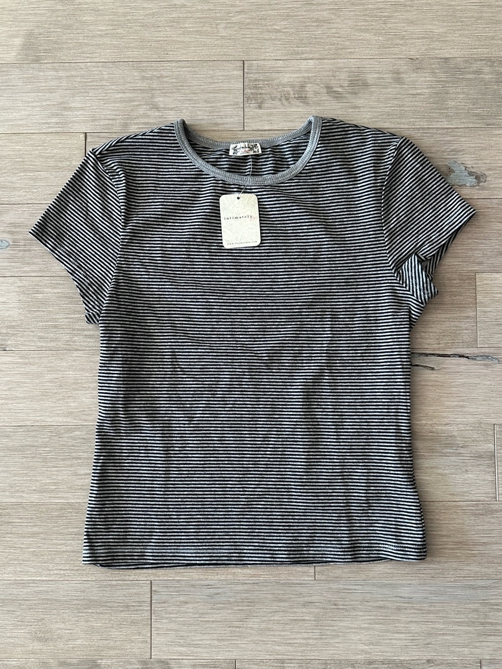NWT Free People Black & White Striped Short Sleeve Tee Size Medium